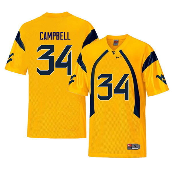 NCAA Men's Shea Campbell West Virginia Mountaineers Yellow #34 Nike Stitched Football College Retro Authentic Jersey RY23Q07VH